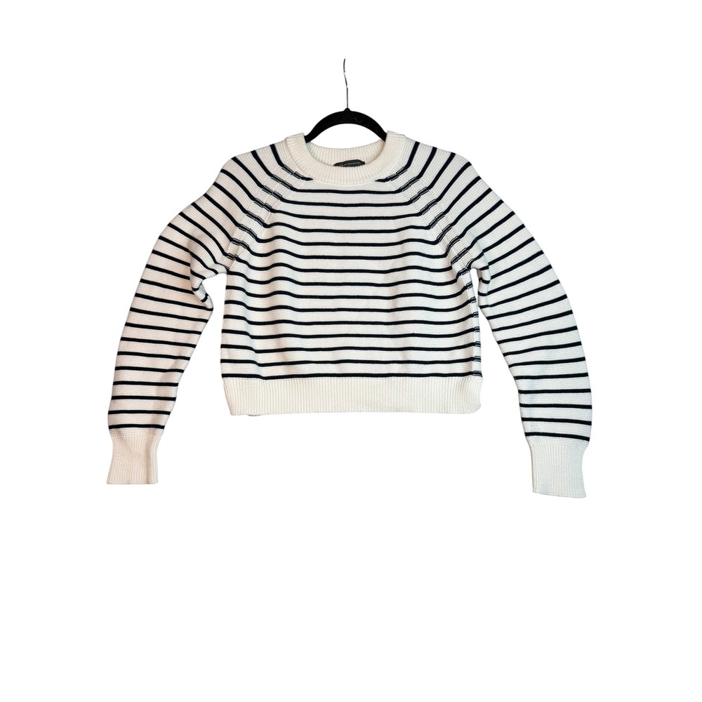 French Connection Womens Striped Raglan Sweater‎ Cream Navy Blue Size S Small